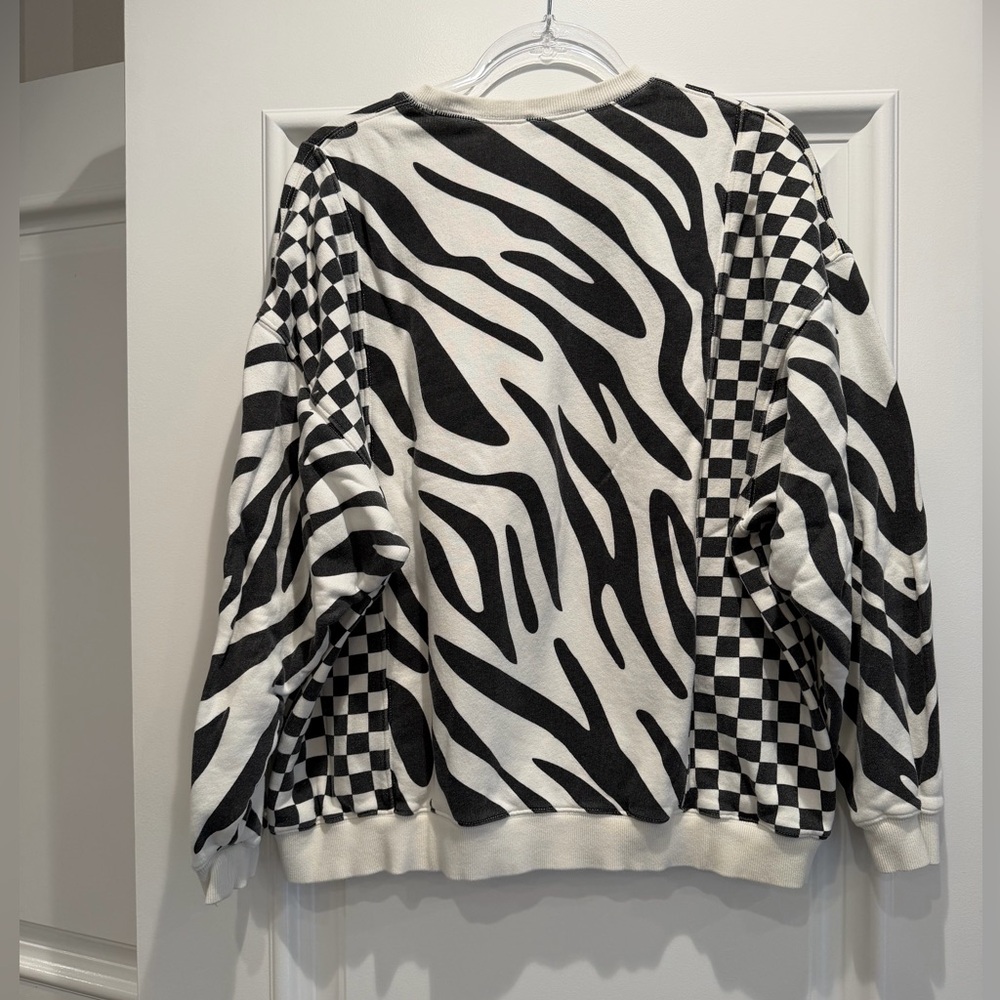 R13 Black & White Patterned Women's Sweater - Checkerboard and Zebra Print - Picture 3 of 9